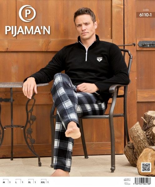 Pijaman 6110-1 Erkek Polar Pijama Takım