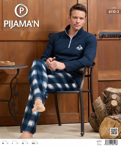 Pijaman 6110-3 Erkek Polar Pijama Takım