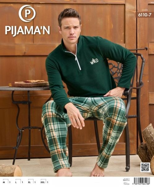 Pijaman 6110-7 Erkek Polar Pijama Takım