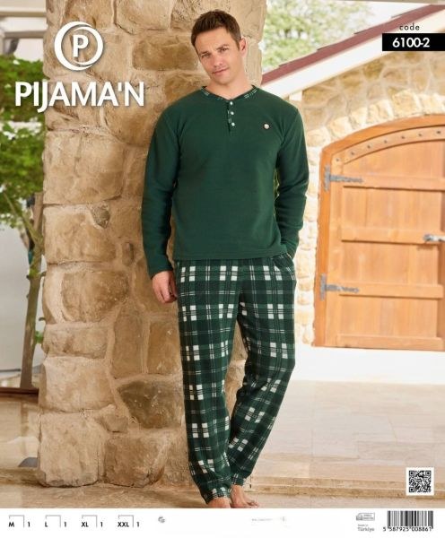Pijaman 6100-2 Erkek Patlı Polar Pijama Takım