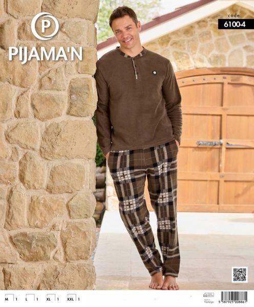 Pijaman 6100-4 Erkek Patlı Polar Pijama Takım