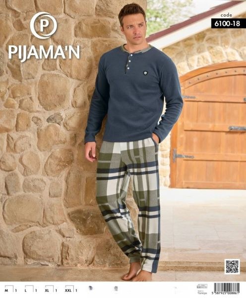 Pijaman 6100-18 Erkek Patlı Polar Pijama Takım