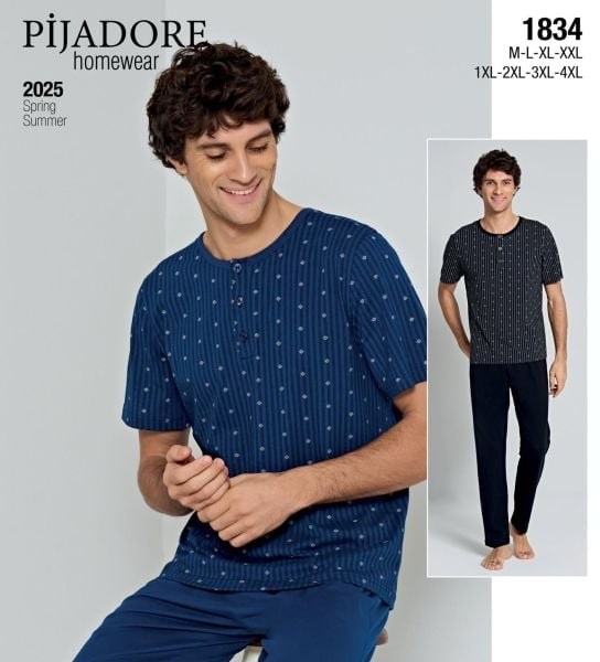Pijadore 1834 Erkek K.Kol Pijama Takım Siyah