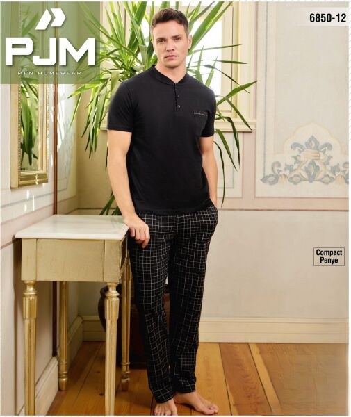 Pjm 6850-12 Erkek Penye Kısa Kol Pijama Takım