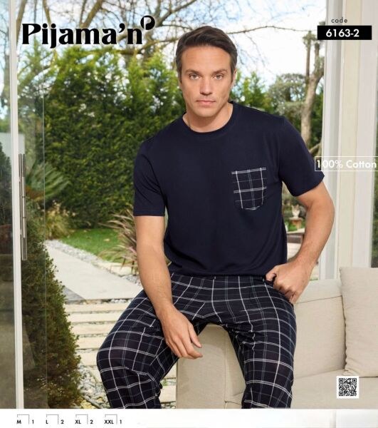 Pijaman 6163-2 Erkek Penye Kısa Kol Pijama Takım