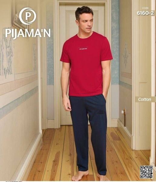 Pijaman 6160-2 Erkek Penye Kısakol Pijama Takım