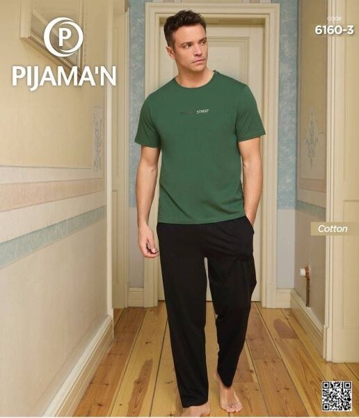 Pijaman 6160-3 Erkek Penye Kısakol Pijama Takım