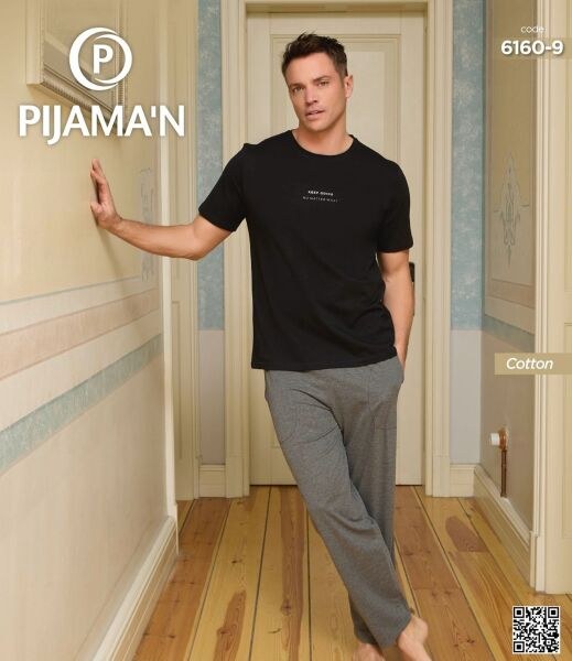 Pijaman 6160-9 Erkek Penye Kısakol Pijama Takım