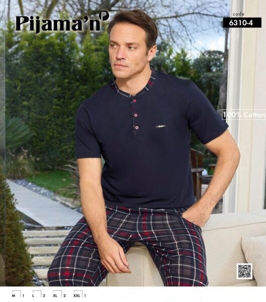 Pijaman 6310-4 Erkek Patlı K.Kol Pijama Takım