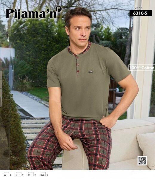 Pijaman 6310-5 Erkek Patlı K.Kol Pijama Takım