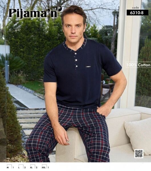 Pijaman 6310-8 Erkek Patlı K.Kol Pijama Takım
