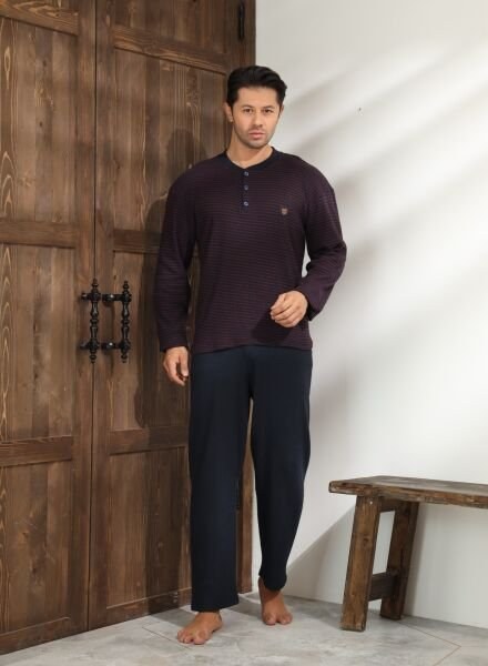Lindros 04054 Erkek Raporlu İnterlok Pijama Takımı