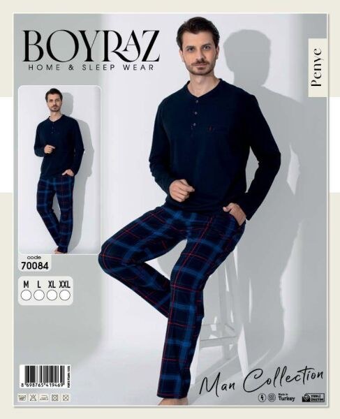 Boyraz 70084 Erkek Penye İnterlok Pijama Takım