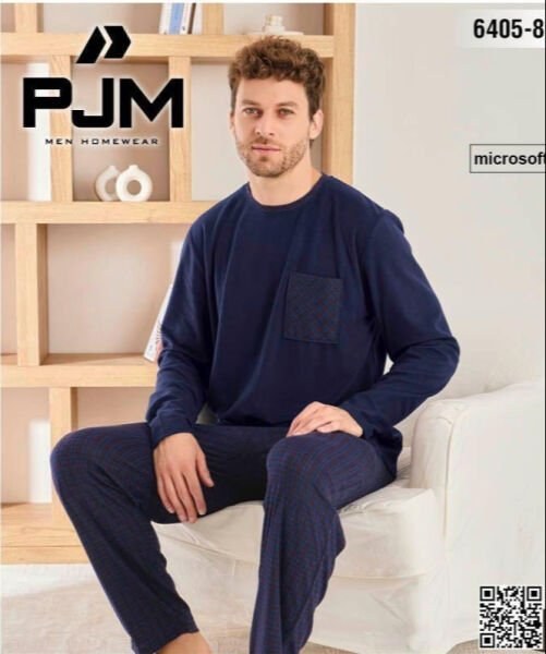 Pjm 6405-8 Erkek Microsoft Bis.Yaka Pijama Takım