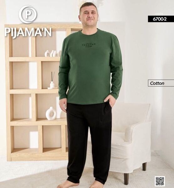 Pijaman 6700-2 Erkek Penye Battal Pijama Takım