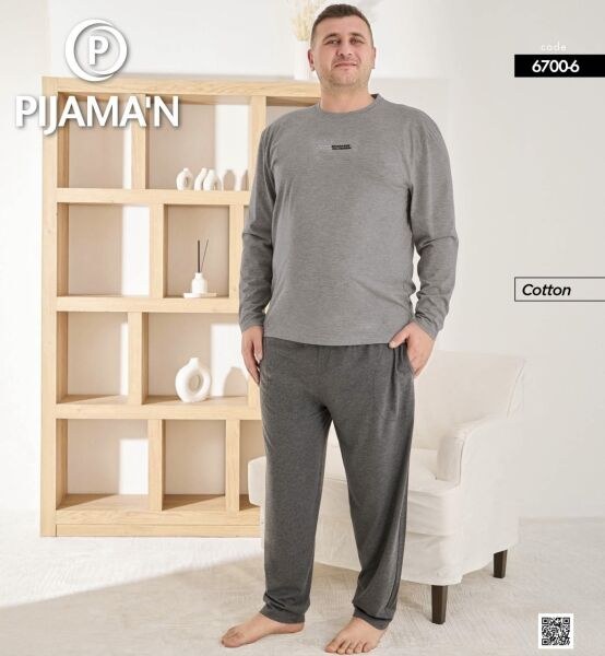 Pijaman 6700-6 Erkek Penye Battal Pijama Takım