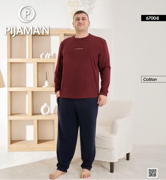 Pijaman 6700-8 Erkek Penye Battal Pijama Takım