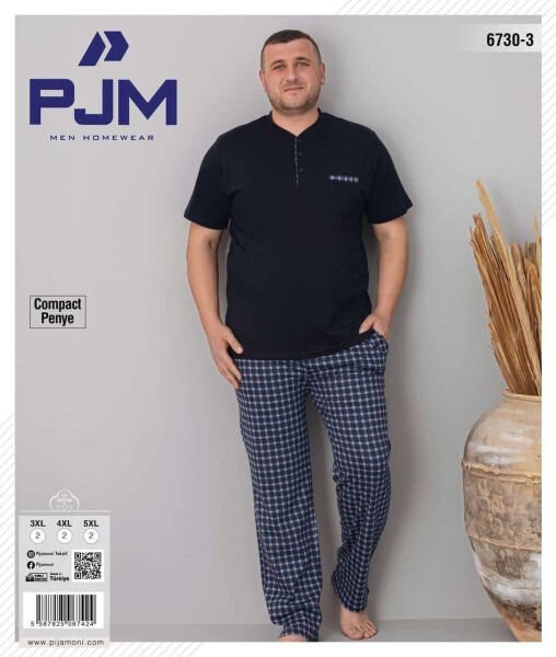 Pjm 6730-3 Erkek Penye Battal Kısa Kol Patlı Takım
