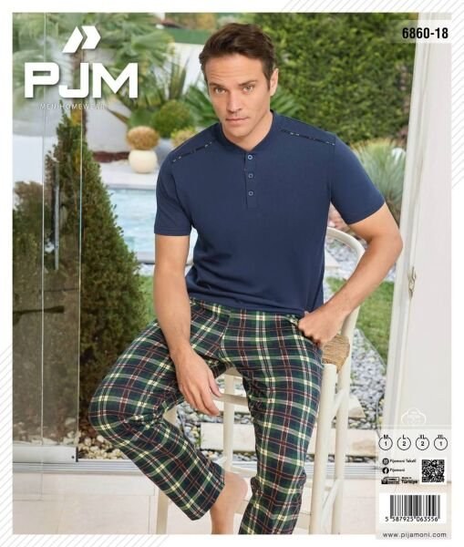 Pjm 6860-18 Erkek Penye Kısa Kol Pijama Takım