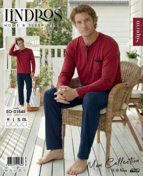 Lindros 01545 Erkek Süprem Pijama Takımı
