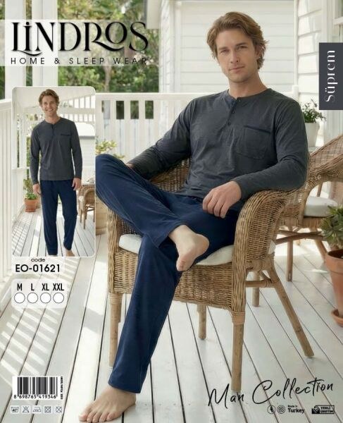Lindros 01621 Erkek Süprem Pijama Takımı