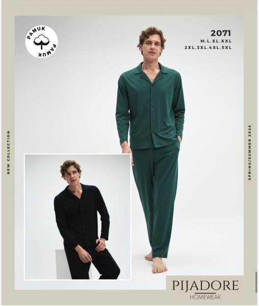 Pijadore 2071-B Erkek Battal Pijama Takım Yeşil