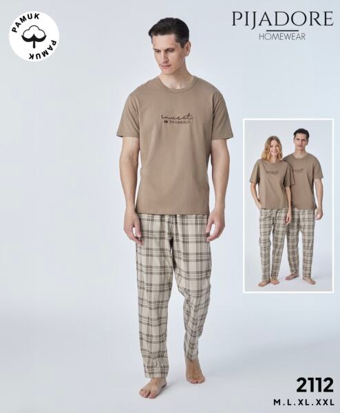 Pijadore 2112 Erkek Eşli Kısa Kol Pijama Takım