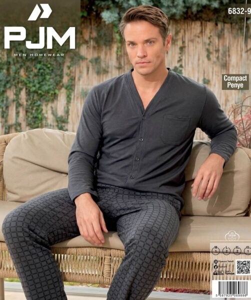 Pjm 6832-9 Erkek Compact Cepli Düğmeli Pijama Tk