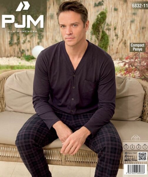 Pjm 6832-11 Erkek Compact Cepli Düğmeli Pijama Tk