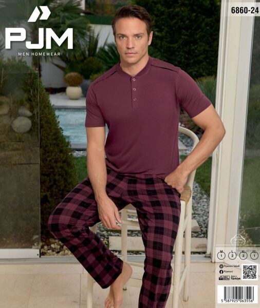 Pjm 6860-24 Erkek Penye Kısa Kol Pijama Takım