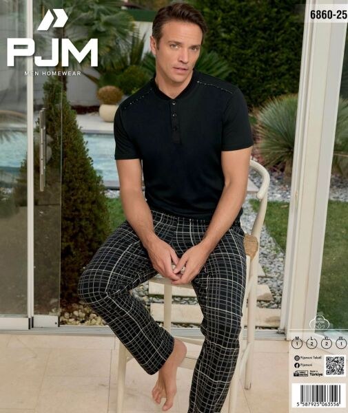 Pjm 6860-25 Erkek Penye Kısa Kol Pijama Takım