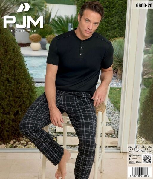 Pjm 6860-26 Erkek Penye Kısa Kol Pijama Takım