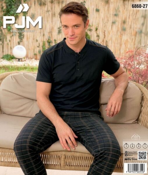 Pjm 6860-27 Erkek Penye Kısa Kol Pijama Takım