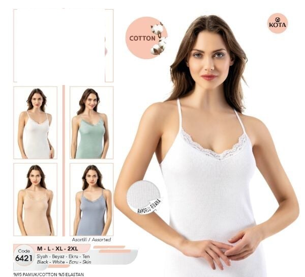 KOTA 6421 BAYAN RAPORLU iNCE ASKI RİBANA ATLET 2XL SİYAH