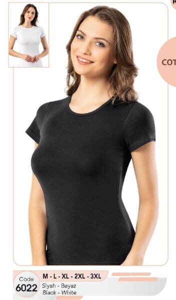 Kota 6022 Bayan Kısa Kol T-Shirt Beyaz