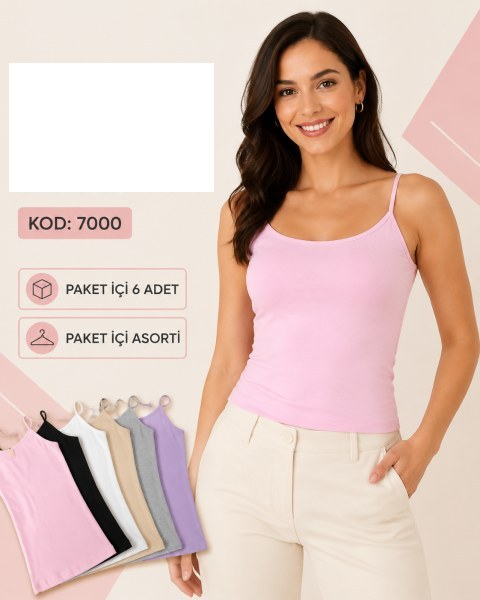 LUNNO 7000 BAYAN DANTELLİ İP ASKI ATLET SİYAH