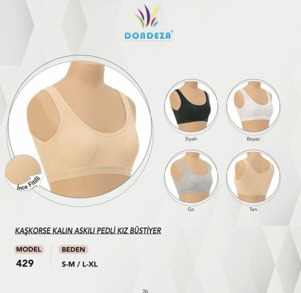 Dondeza 429 Kalın Askı Petli Kaşkorse Büstiyer Siyah