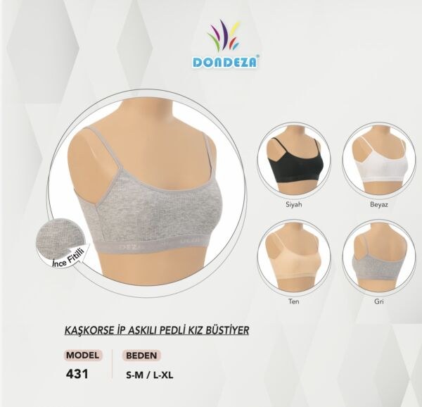 Dondeza 431 İp Askı Petli Kaşkorse Büstiyer Gri