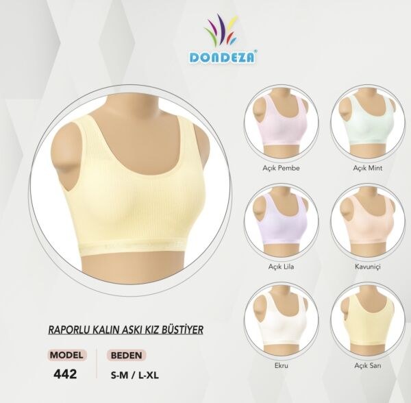 Dondeza 442 Raporlu Kalın Askı Kız Büstiyer Asorti