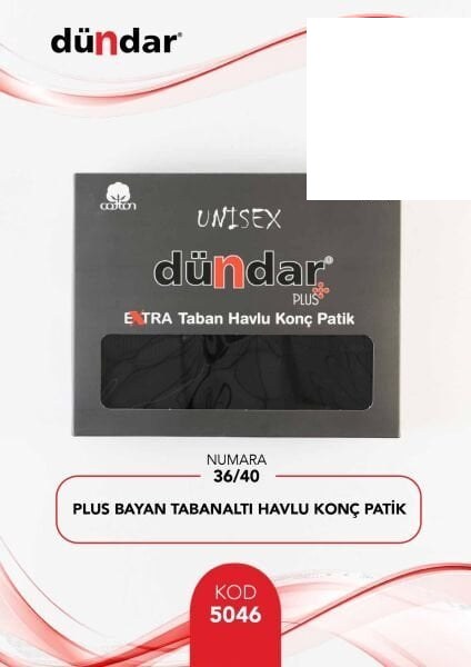 DÜNDAR 5046 BAYAN PLUS TABANALTI HAVLU KONÇ PATİK SİYAH