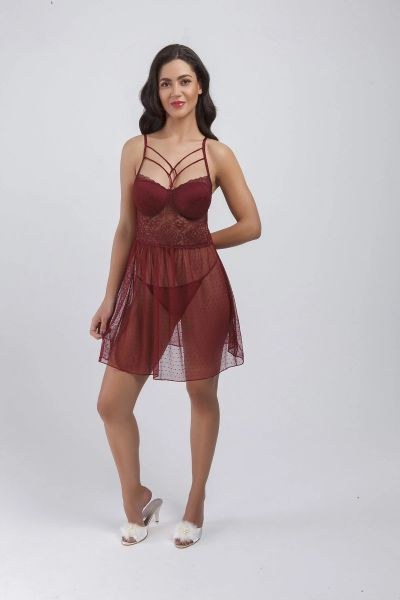 Büşra 782 Gecelik Bordo