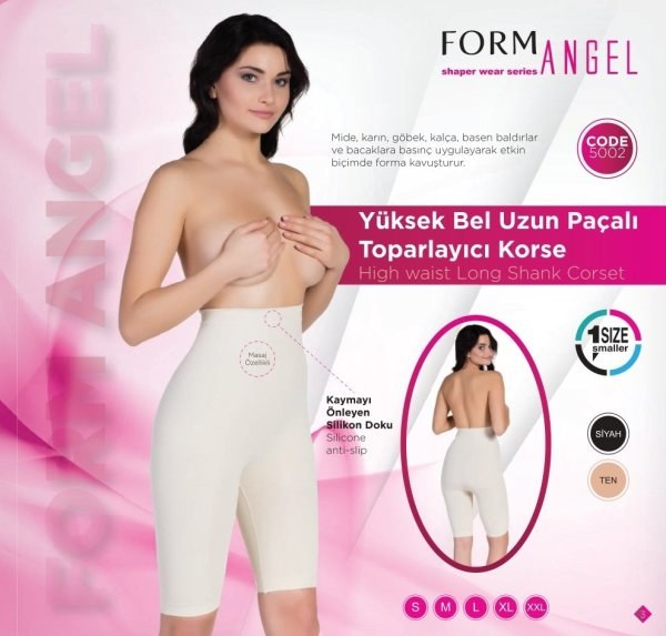 FORM ANGEL 5002 YÜKSEL BEL UZUN TOPARLAYICI KORSE TEN