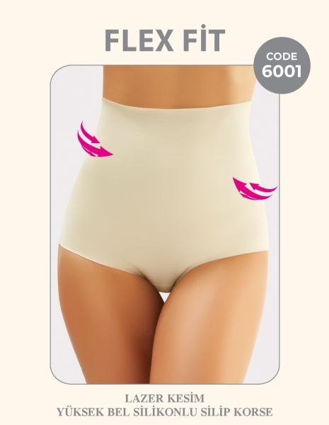 Flex Fit 6001 Yüksek Bel Lazer Kesim Slip Korse Kahve