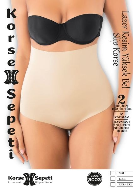 Korse Sepeti 3003 Lazer Yüksek Bel Slip Korse Siyah