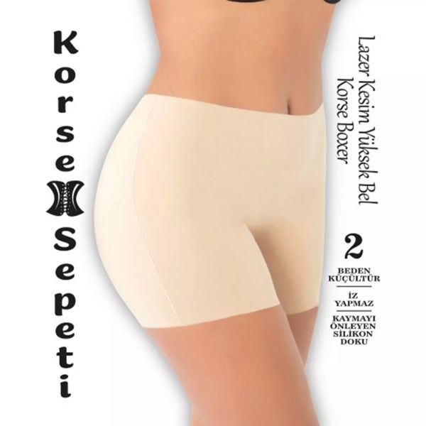 Korse Sepeti 3202 Lazer Yüksek Bel Korse Boxer Siyah