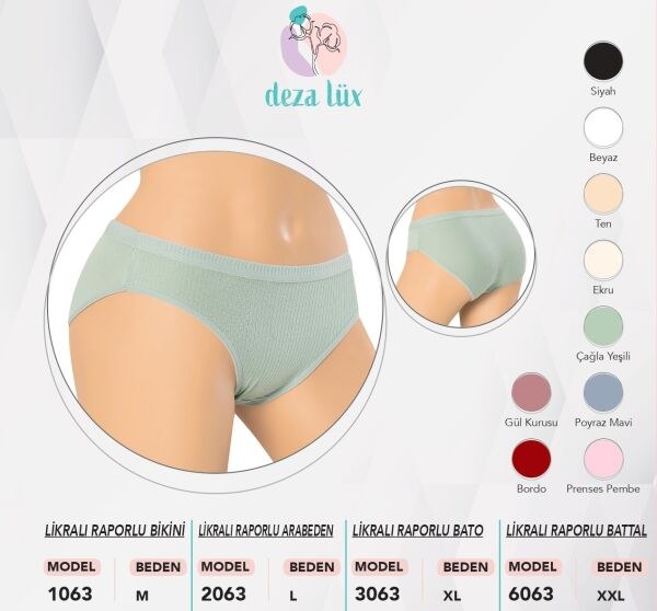 Dezalux 2063 Bayan Likralı Raporlu Külot ( L ) Asorti