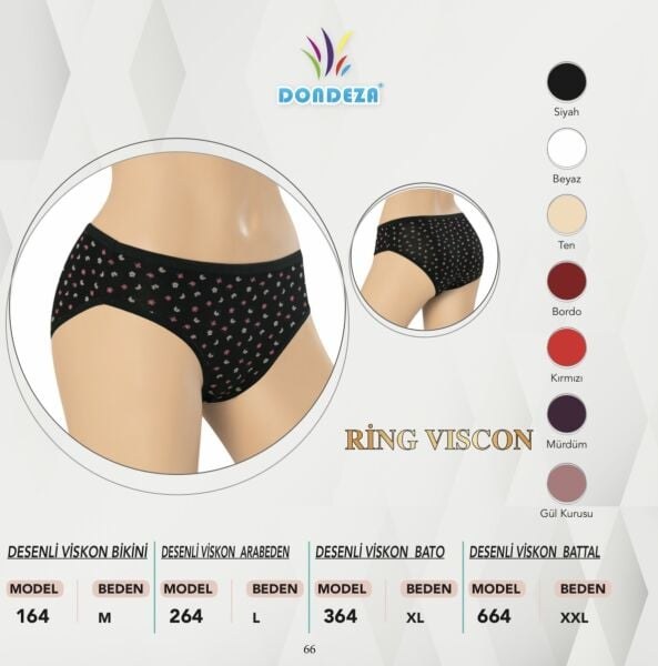 Dondeza 164 Bayan Desenli Viskon Bikini ( M ) Somon