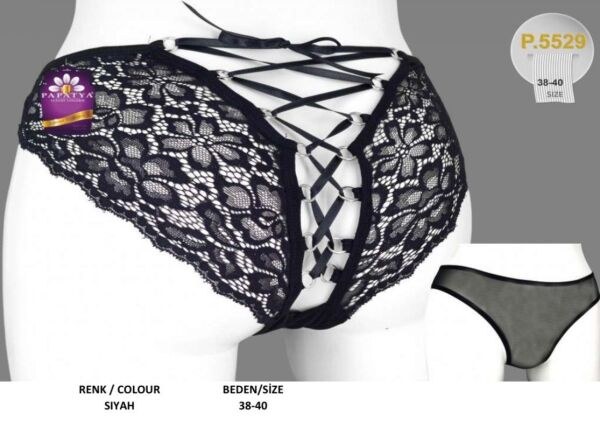 Papatya 5529 Bayan Çapraz Kurdele Bikini Siyah