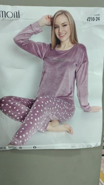Pijamoni 4210-24 İthal Kadife Pijama Takım