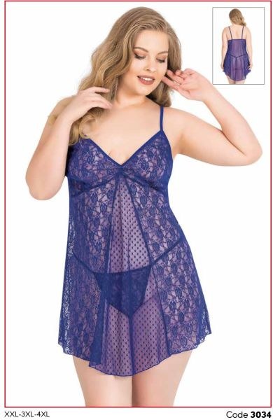 PRİMODA 3034 BÜYÜK BEDEN KISA TÜL GECELİK SAKS